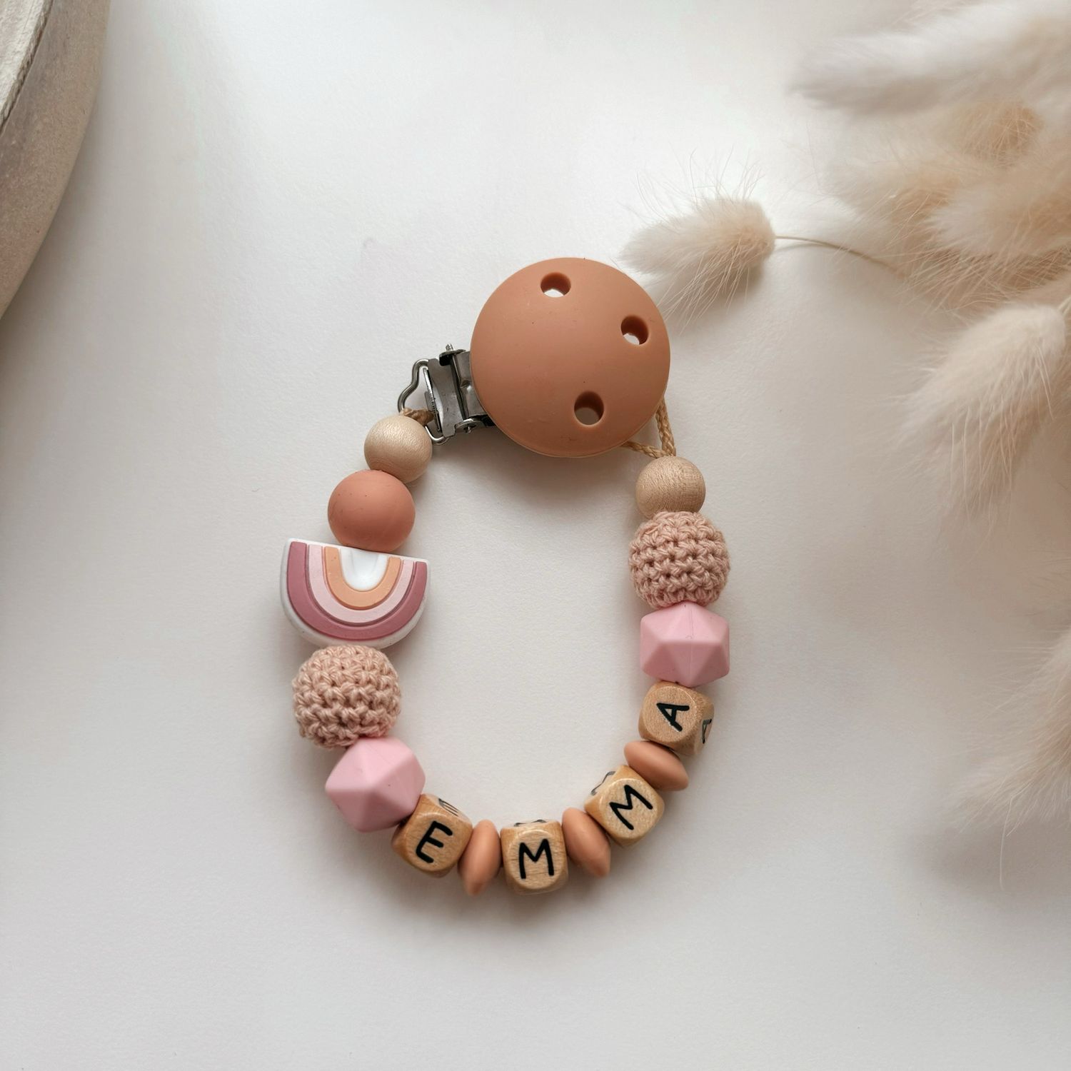 Schnullerkette Rainbow Rosy Peach