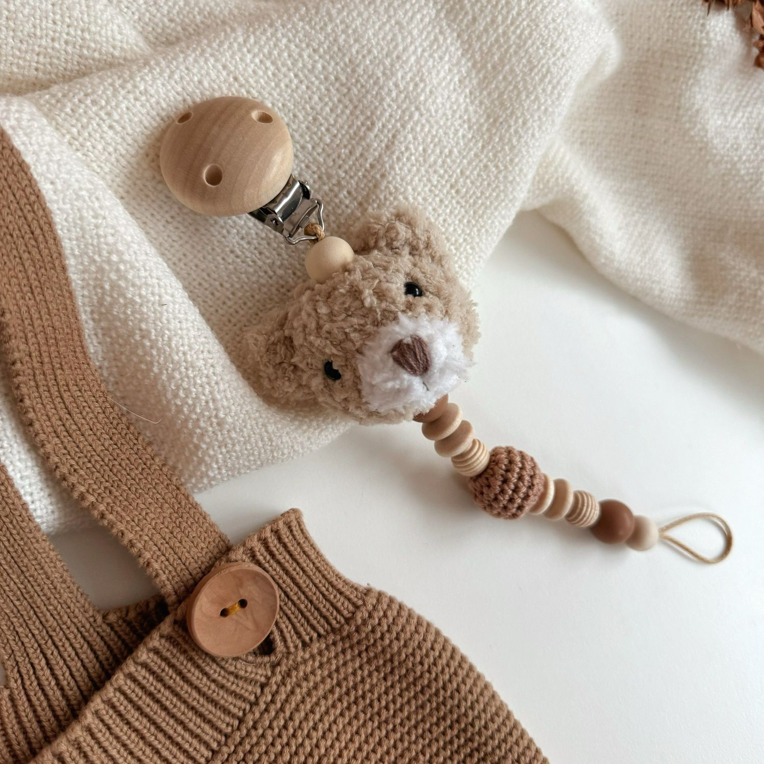 Schnullerkette Fluffy Teddy - ohne Personalisierung