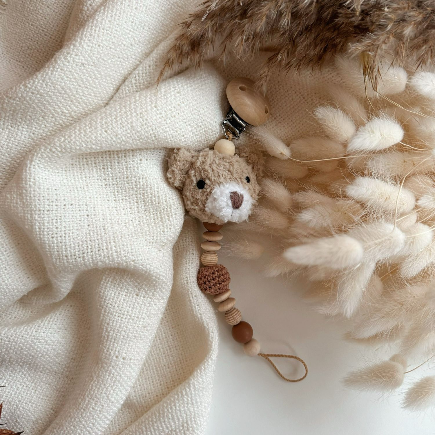 Schnullerkette Fluffy Teddy - ohne Personalisierung
