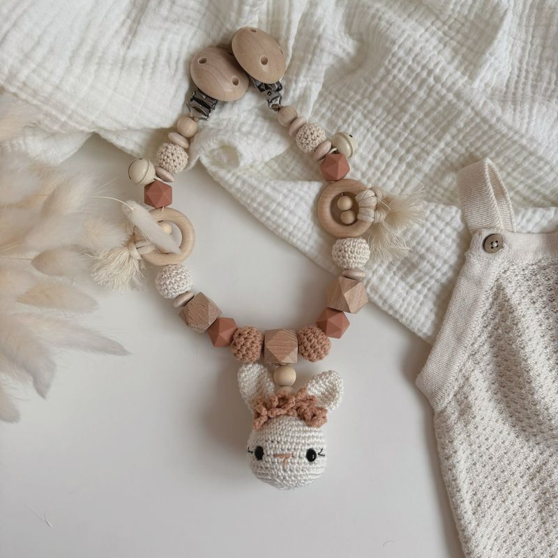 Boho Kinderwagenkette Bunny Creamy Apricot