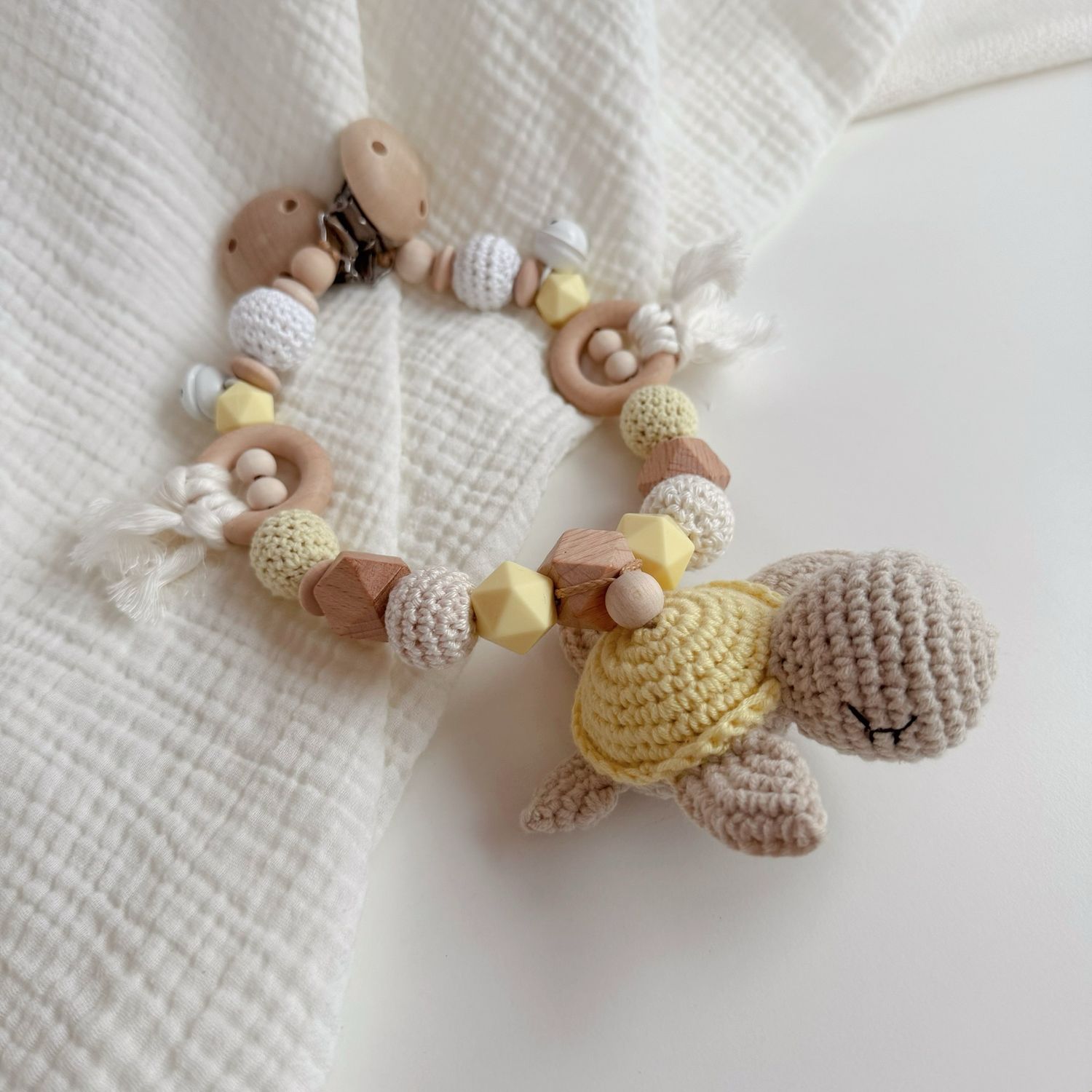 Boho Kinderwagenkette Turtle Yellow