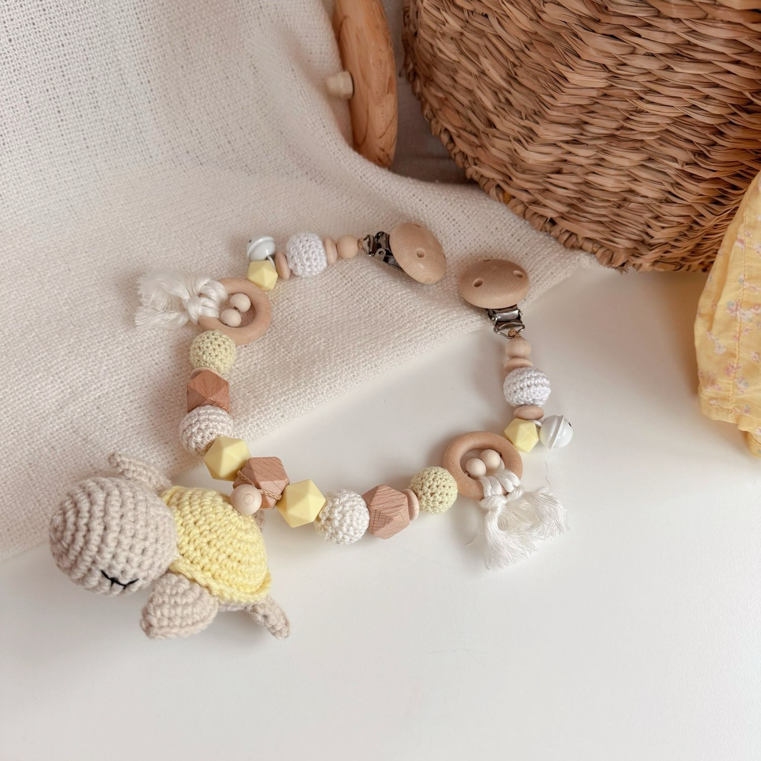 Boho Kinderwagenkette Turtle Yellow