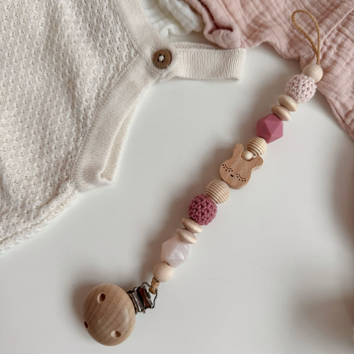 Schnullerkette Bunny Pink