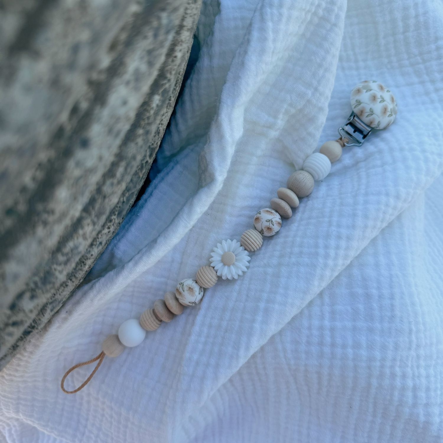 Daisy Schnullerkette White &amp; Fleur