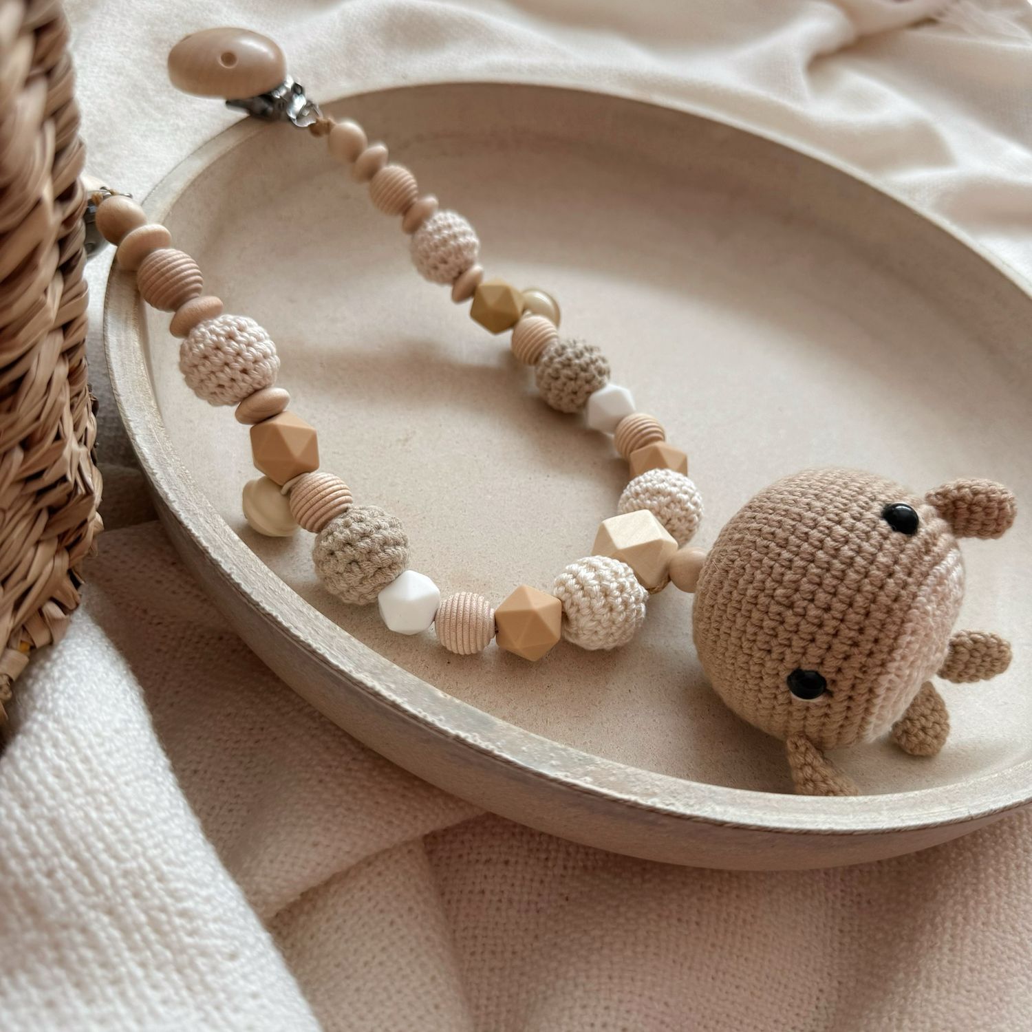 Kinderwagenkette Whale Beige