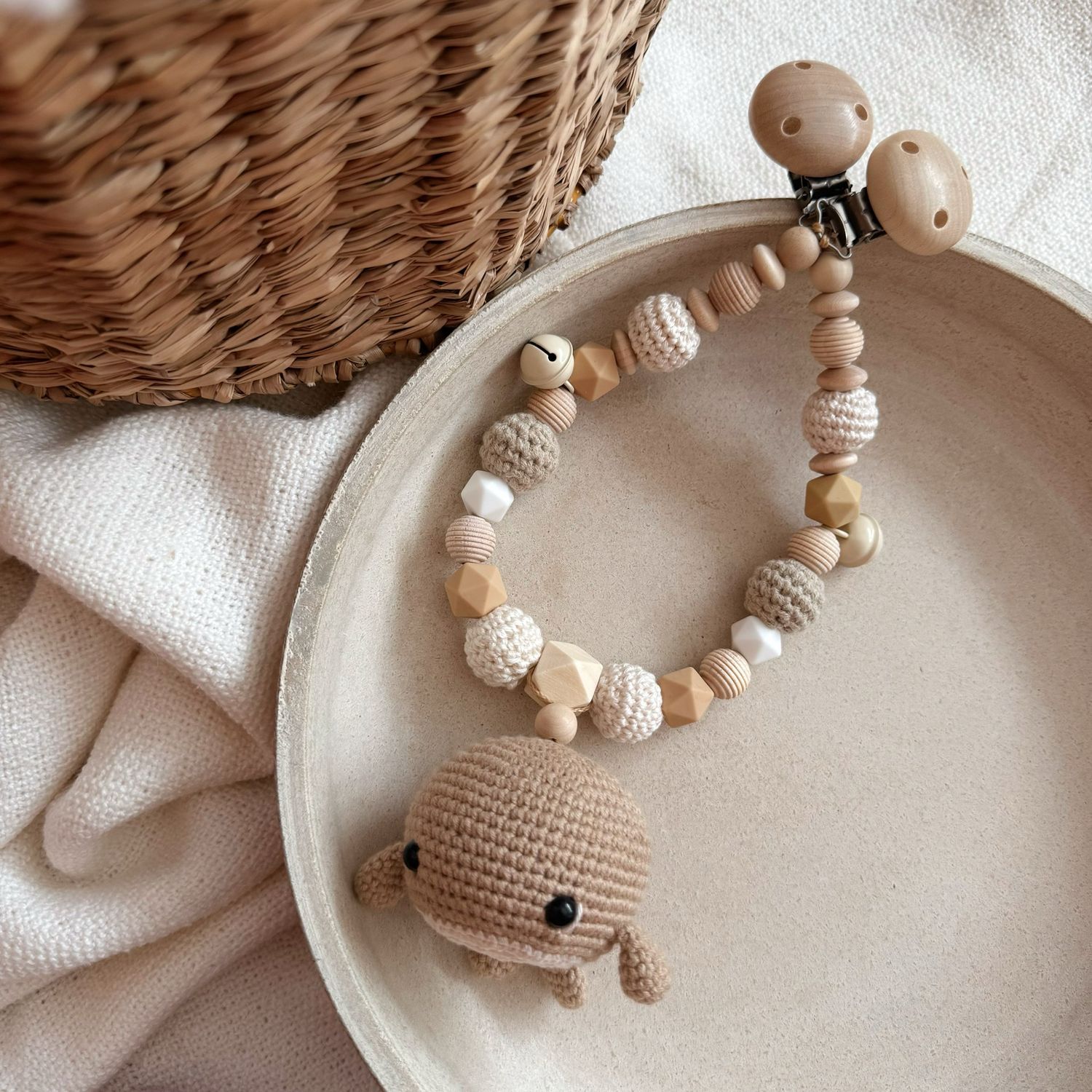 Kinderwagenkette Whale Beige
