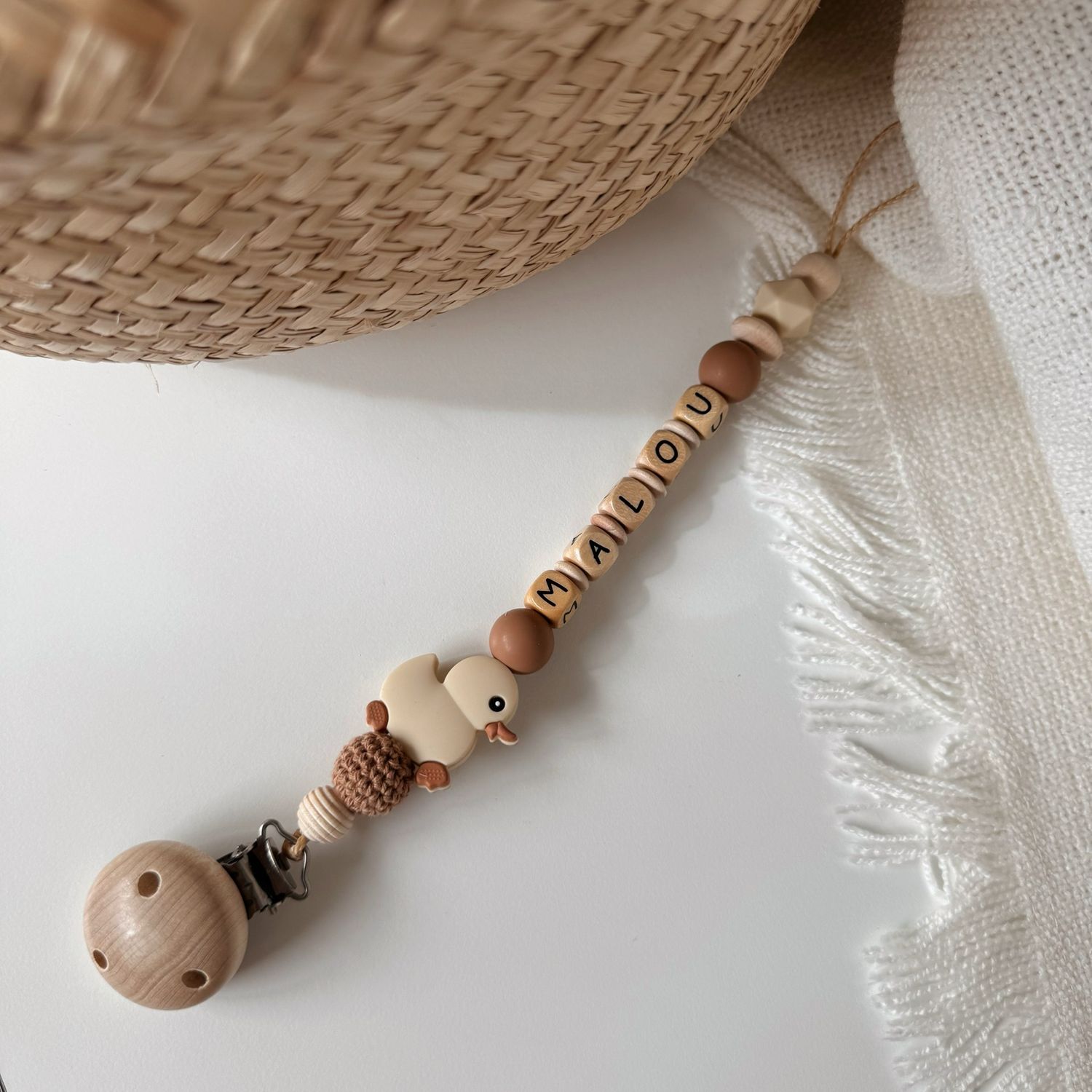 Entchen Schnullerkette Hazelnut