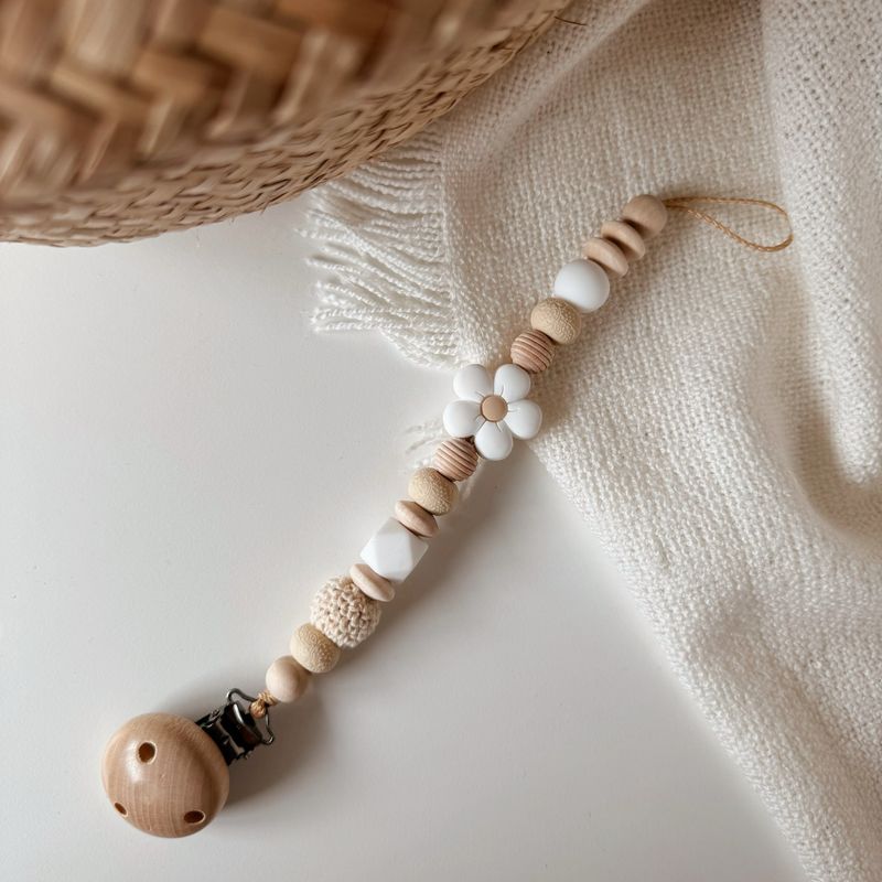 Flower Schnullerkette white