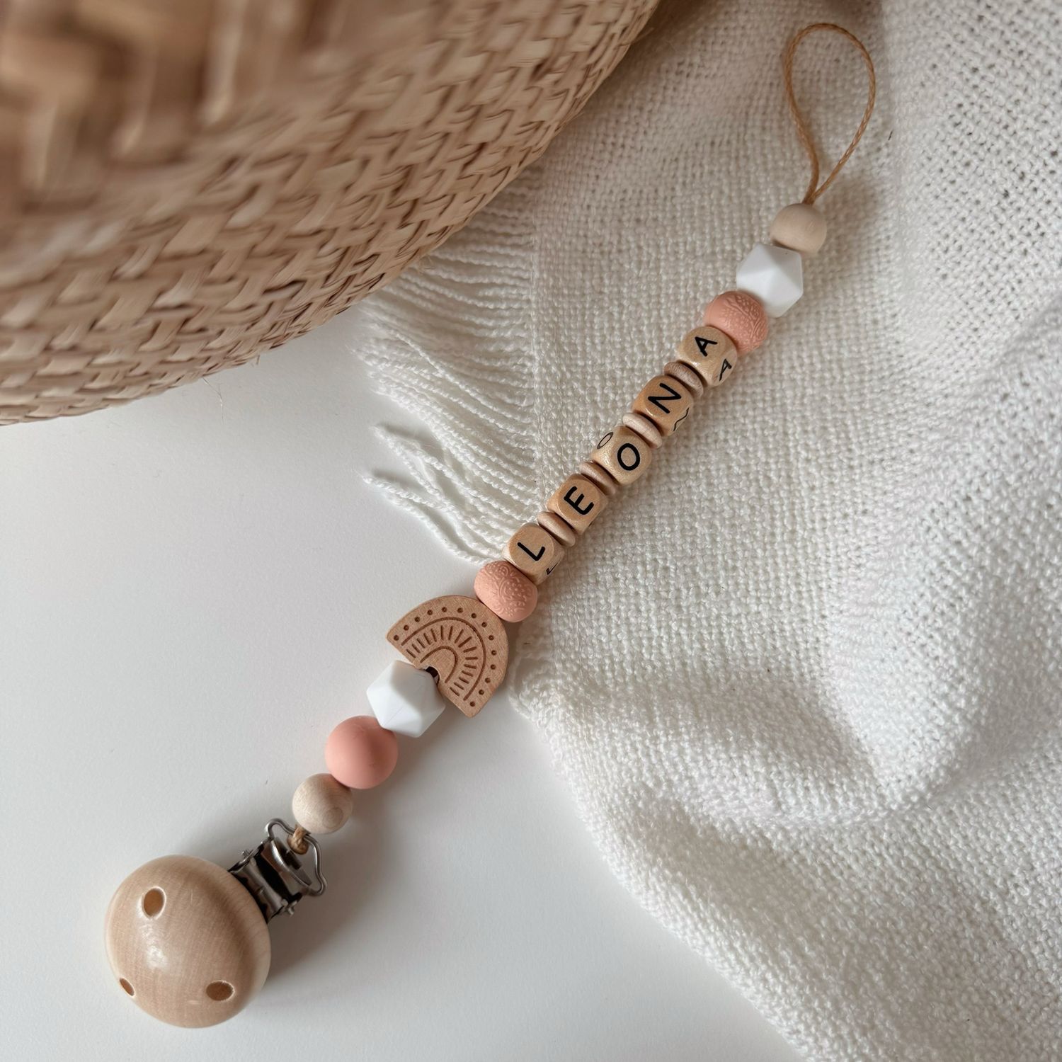 Boho Schnullerkette Peach