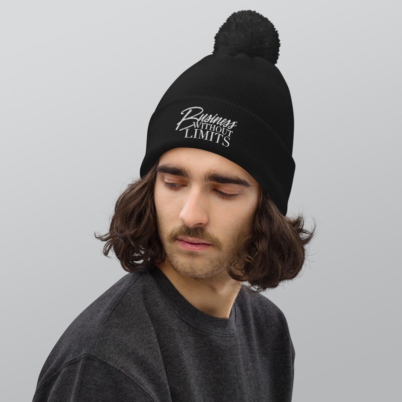 Business Without Limits Single Color Pom pom beanie