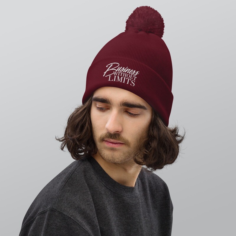 Business Without Limits Single Color Pom pom beanie