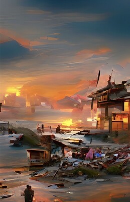 Fishing Village Sunset