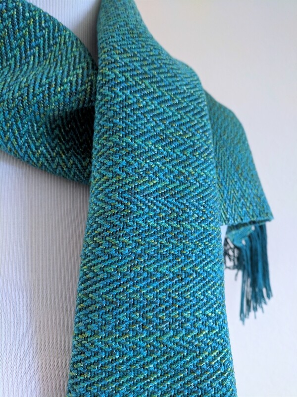 AQUA BLUE CHEVRON - HANDWOVEN