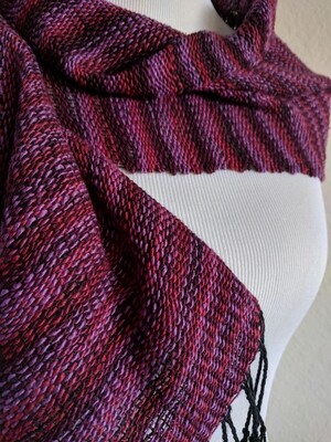 PURPLE BURGUNDY SILK - HANDWOVEN