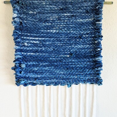 BLUE WAVES HAND-DYED WALL HANGING - RUSTIC INDIGO