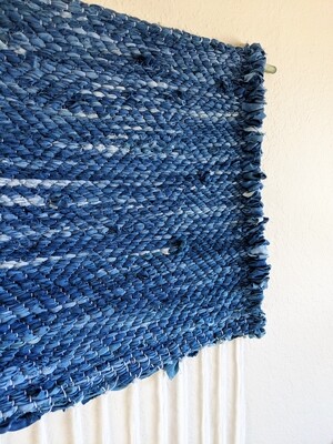 BLUE WAVES HAND-DYED WALL HANGING - RUSTIC INDIGO