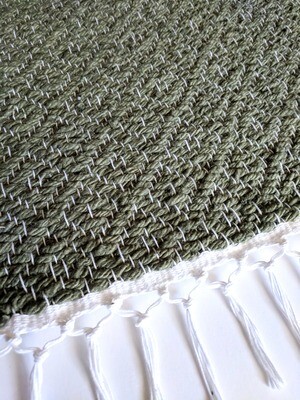 SAGE OMBRE&#39; WEFT + WHITE WARP - WOVEN RUG