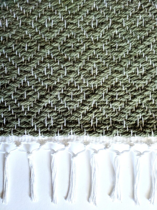 SAGE GREEN WEFT + WHITE WARP - WOVEN RUG