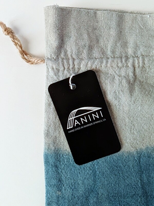 NATURAL DYE - LINEN GIFT BAG - OMBRE&#39; INDIGO BLUE