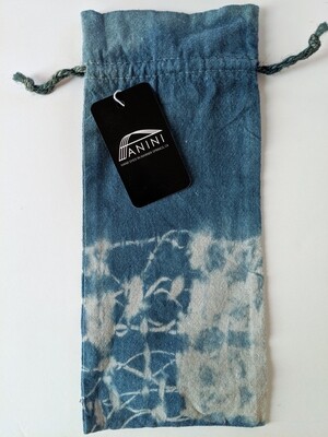 NATURAL DYE - LINEN GIFT BAG - INDIGO SHIBORI BLUE
