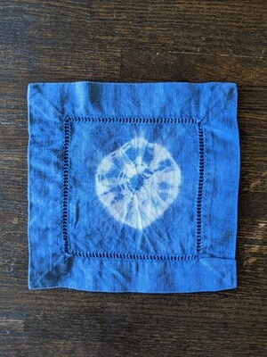NATURAL DYE - SET OF 4 INDIGO LINEN COASTERS - CIRCLE
