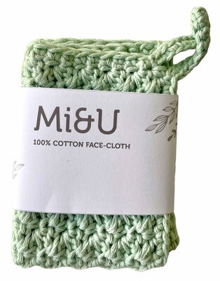 Mi&amp;U Cotton Face-Cloth, Select Color: Sage Green