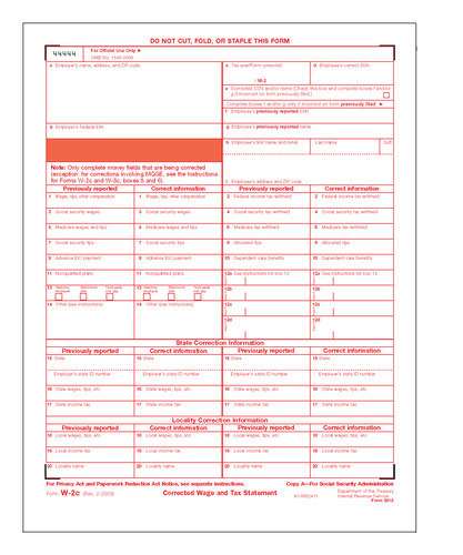 W-2C Form #5313 SSA Copy A (Pkg. of 100 Forms)