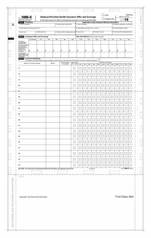 EZ Fold Pressure Seal ACA Form 1095C (Pk. of 500 Forms)