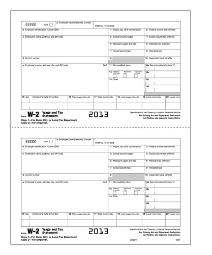 W-2 Form #5204 (Pkg. of 100 Forms) W-2 Form #5204 (Pkg. of 100 Forms)