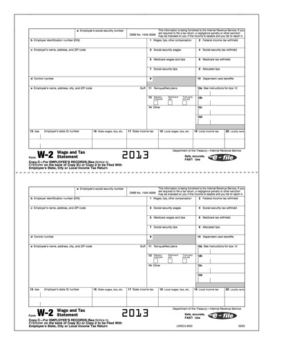 W-2 Form #5203 (Pkg. of 100 Forms) W-2 Form #5203 (Pkg. of 100 Forms)
