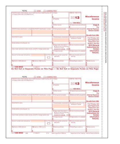 1099-MISC Form #5110 Federal Copy A (Pkg. of 100 Forms) 1099-MISC Form #5110 Federal Copy A (Pkg. of 100 Forms)