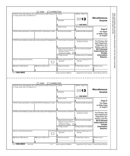 1099-MISC Form #5112 Copy C (Pkg. of 100 Forms) 1099-MISC Form #5112 Copy C (Pkg. of 100 Forms)