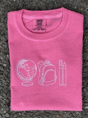 Back to School Quad Sketch Pink Tee