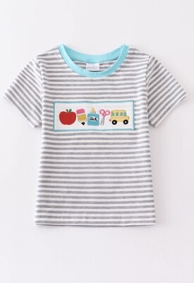 Grey Stripe B2S Smocked Tee