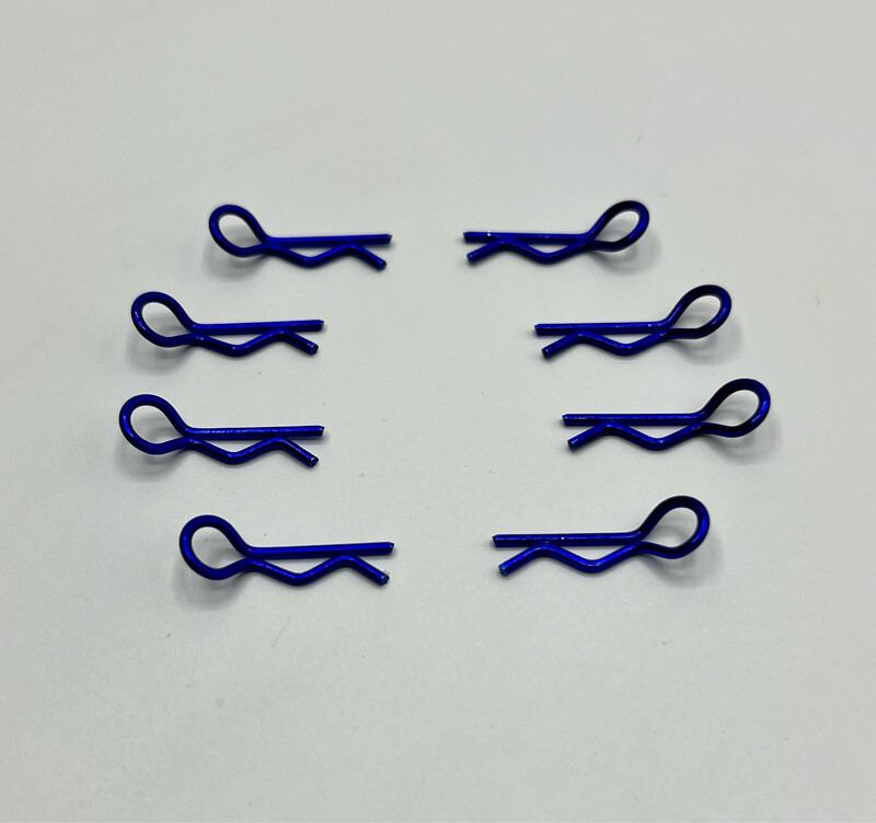 10th scale opposable body clips, Blue (four left, four right, eight in total)