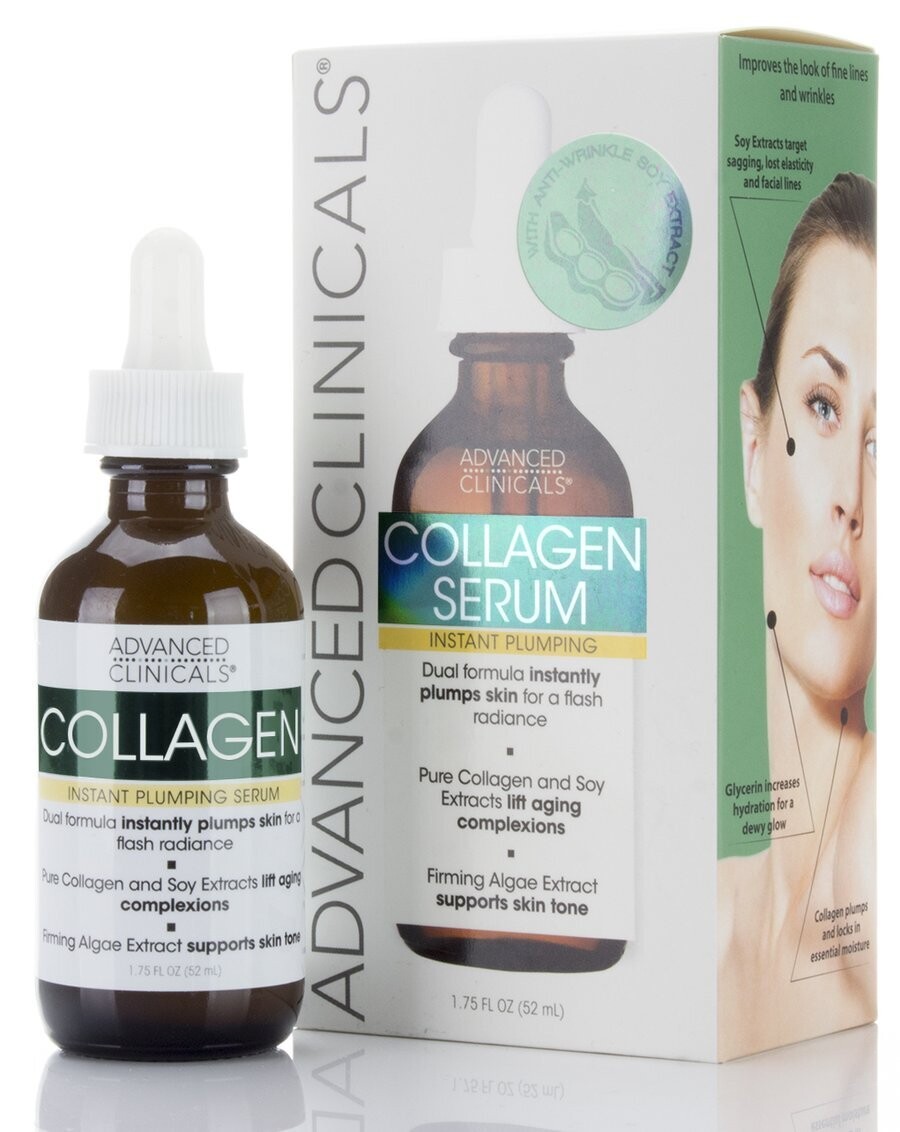 Advanced Clinicals Collagen Instant Plumping Facial Serum. Face Serum for Wrinkles and Fine Lines. 1.75 Fl Oz.