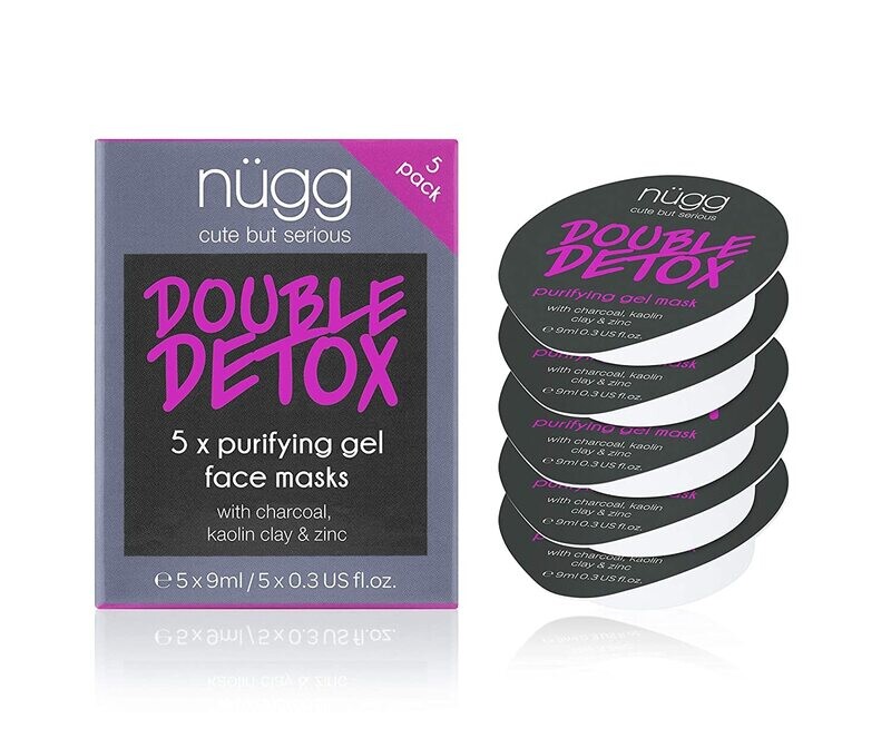 nügg Detoxifying Charcoal Facial Skin Mask; Deeply Cleanses Pores, Detoxes & Removes Excess Oil; for Normal, Oily, Combination and Acne-Prone Skin; Non-Drying Gel Formula; 5 Pack