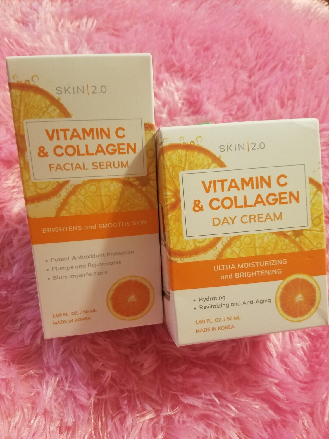 Skin 2.0 Vitamin C  & Collagen Facial Serum and Cream Boosts Hydration for Younger, Firmer