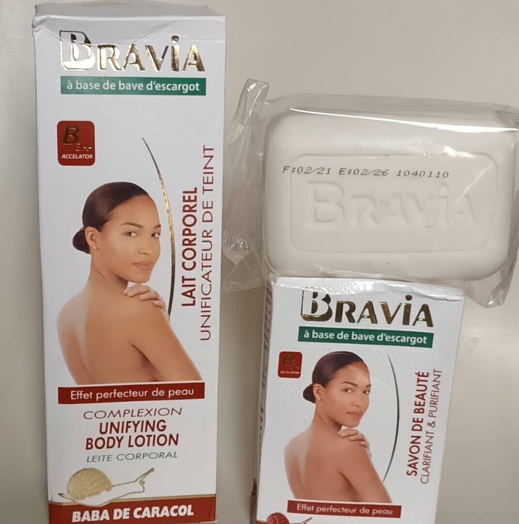 BRAVIA COMPLEXION UNIFYING SNAIL SLIME BODY LOTION  210ml+ Soap