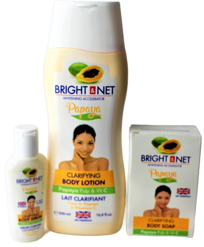 Bright & Net Papaya Clarifying Body Lotion 500ml,  Soap and Serum (3Pcs)