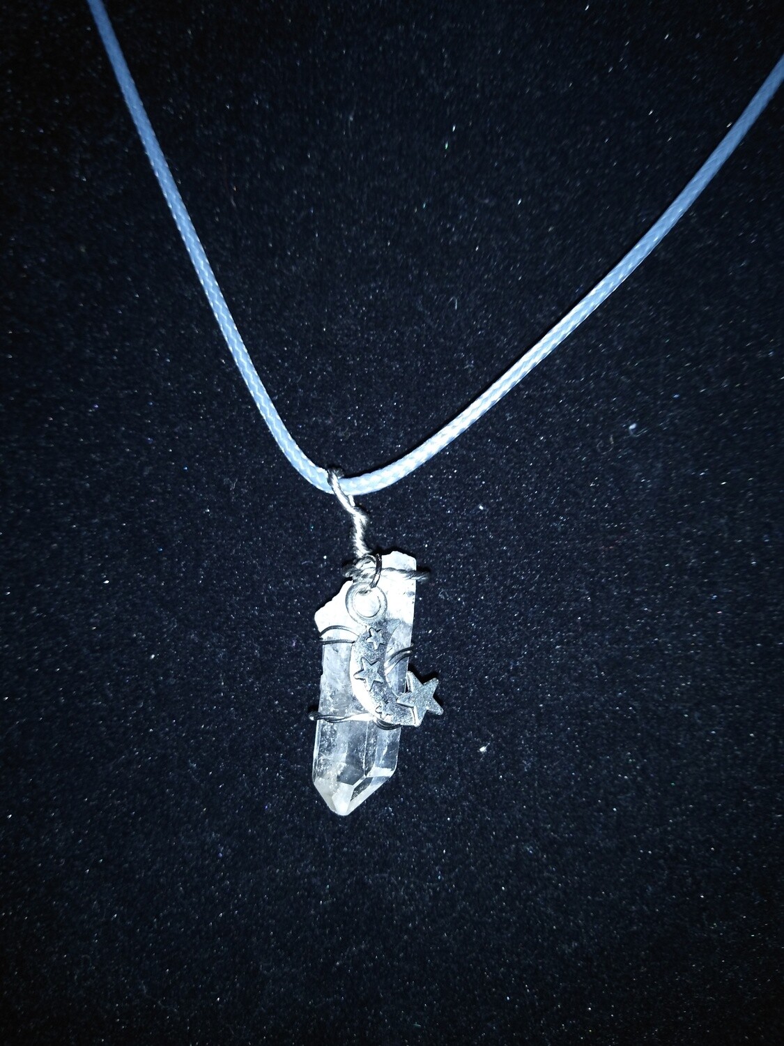 Crystal Point Necklace with  Charm