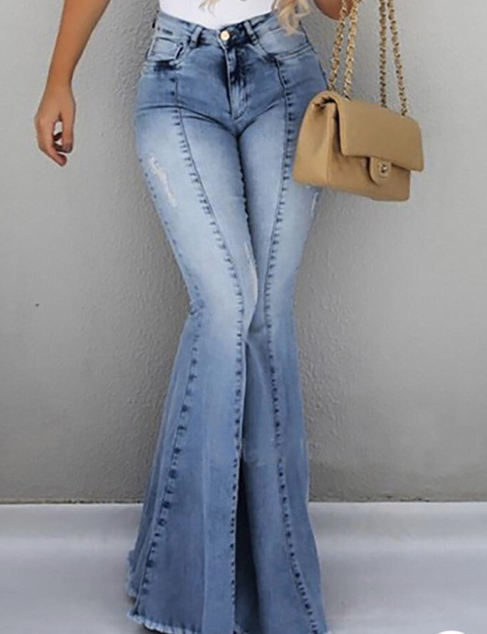 Light Blue Bell Botton Jeans