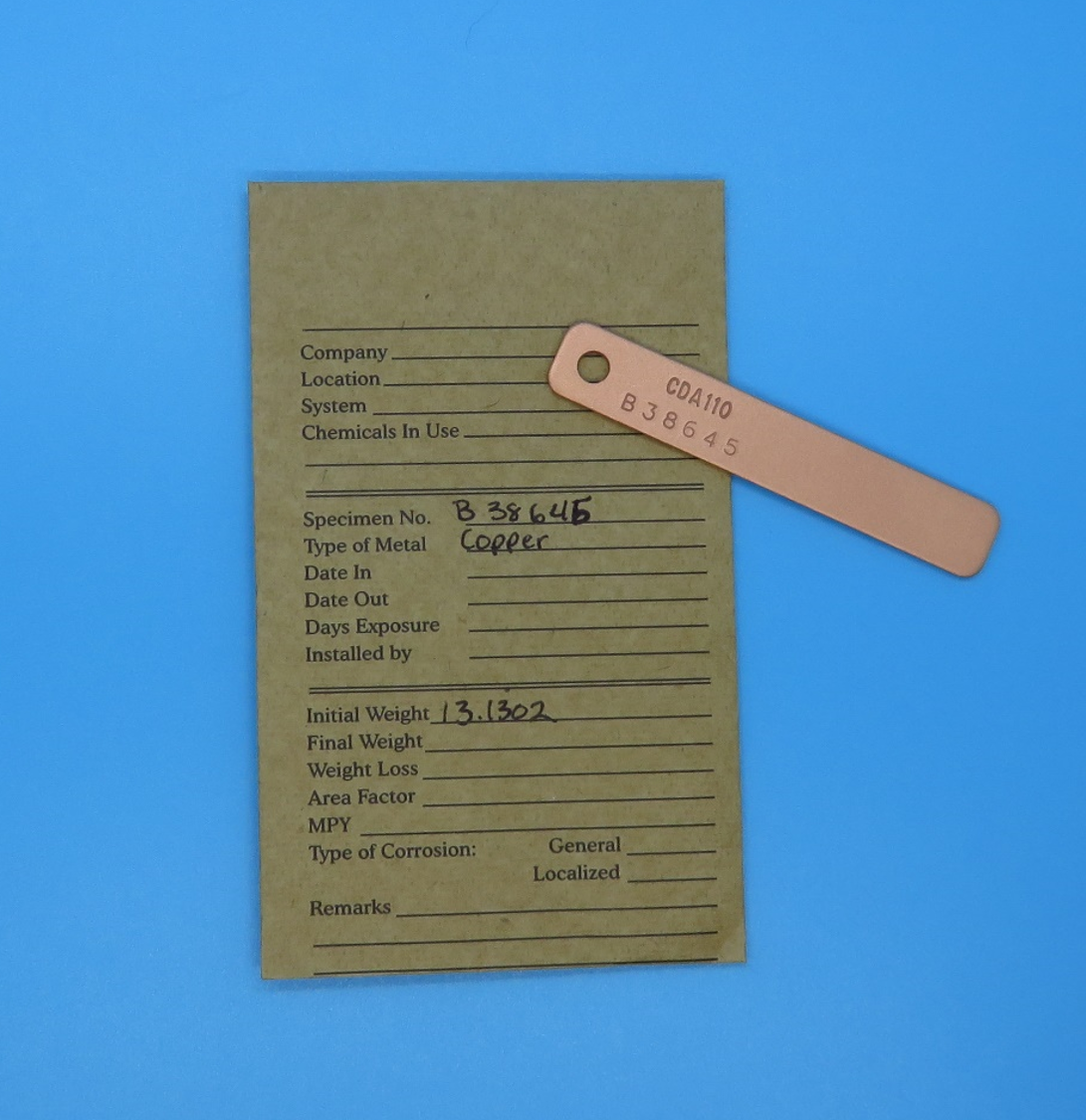 Corrosion Coupon, Copper, Pre-Weighed in VCI Barrier Bag
