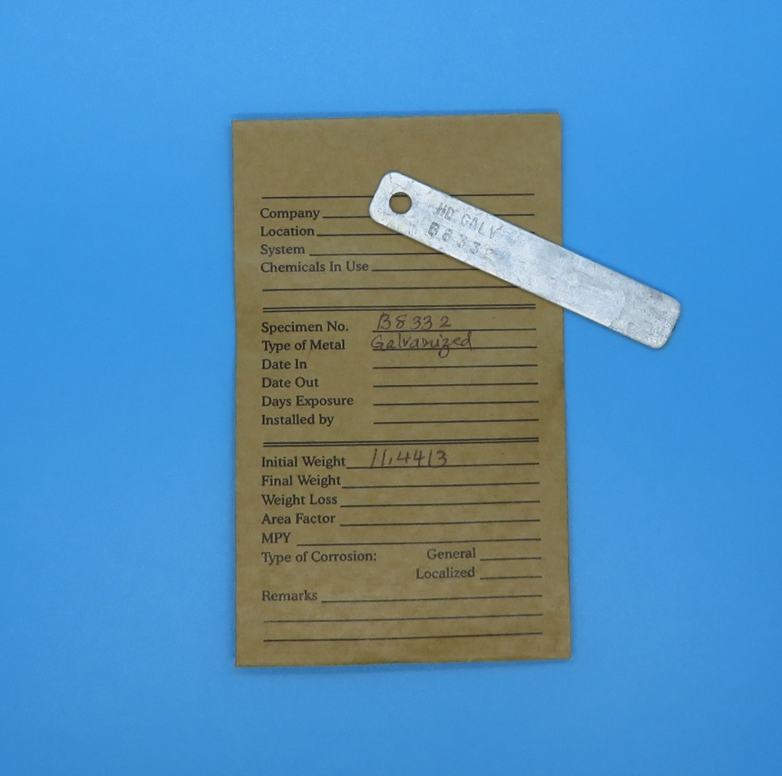 Corrosion Coupon, Galvanized, Pre-Weighed in VCI Barrier Bag