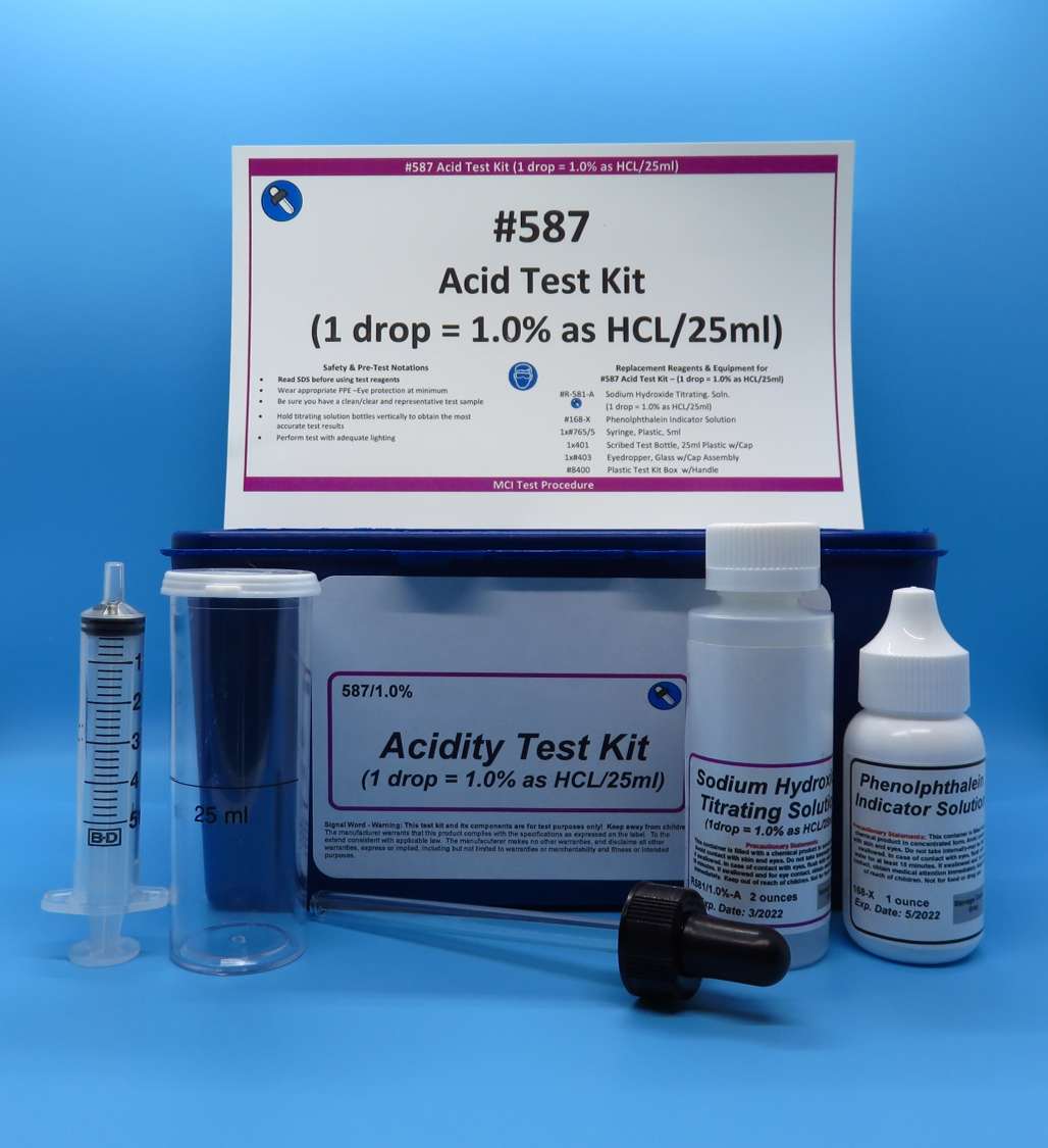 Acidity Test Kit (Percent Acid as HCL), Eyedropper Dispenser