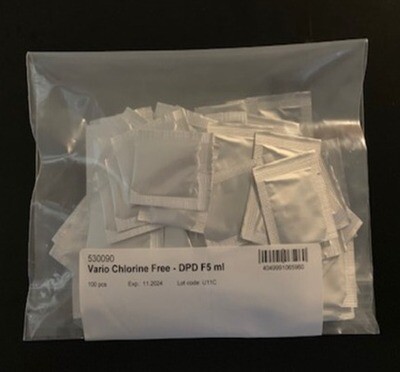 Chlorine, DPD, Free Powder Pack (100/Box), (5ml sample size)