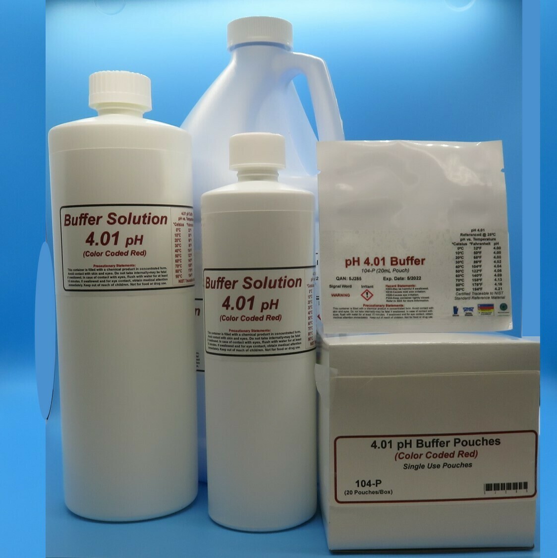 pH Buffer Solution 4.01 pH (Color Coded Red)