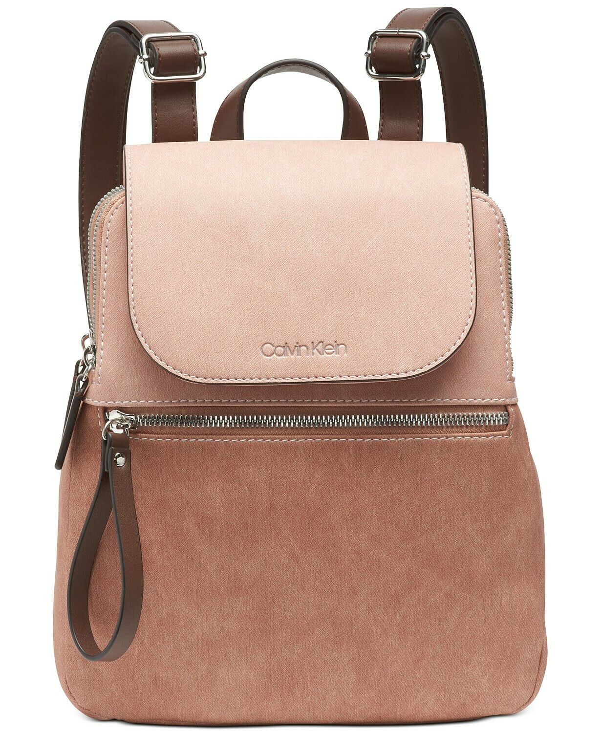 Calvin Klein Elaine Flap Backpack Blush Combo/Gold