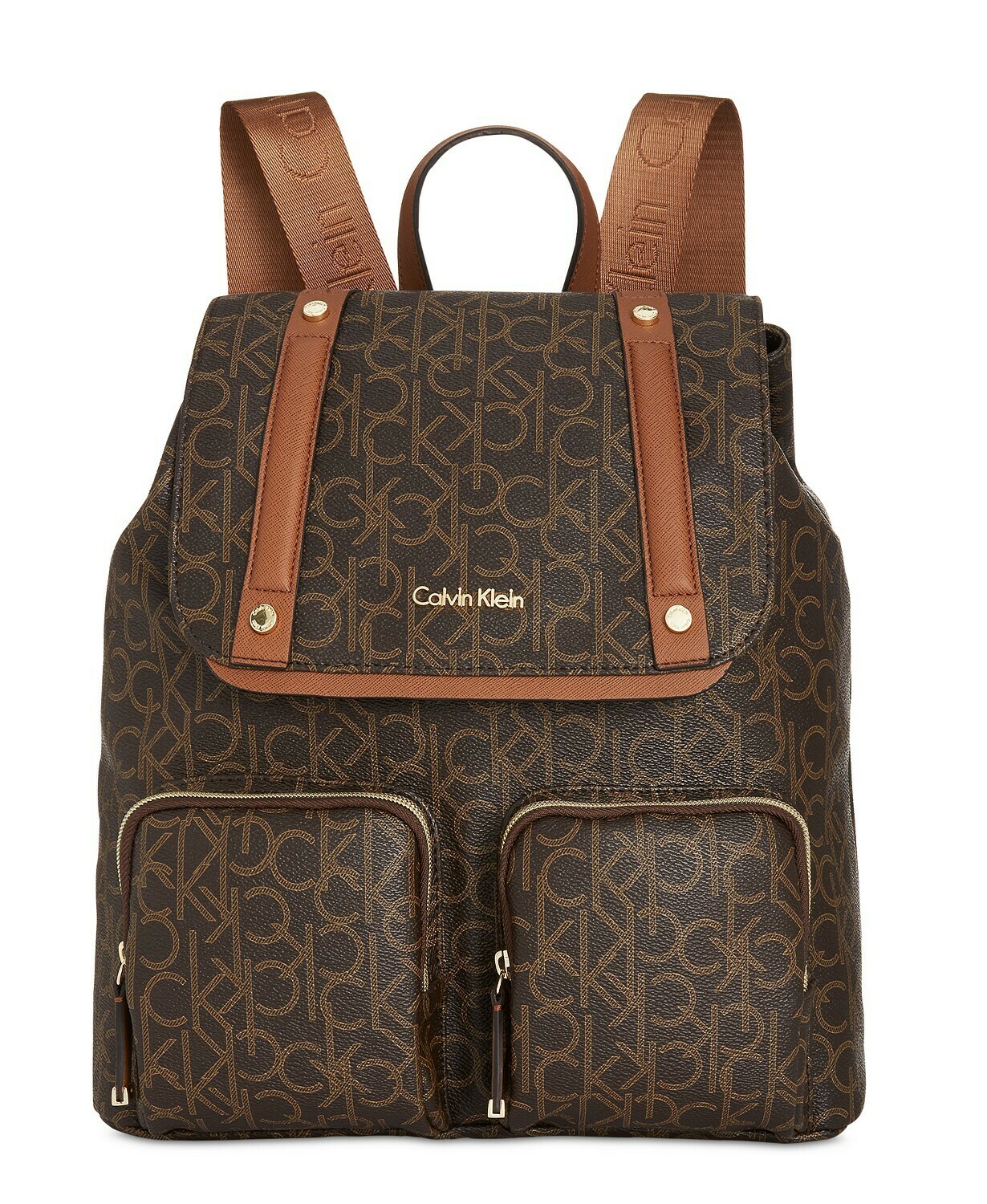 Calvin Klein Hudson Cargo Signature Backpack Brown Khaki/Luggage/Gold
