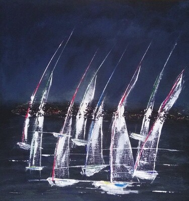 Sailing in Brittany  Abstract Acrylic Painting